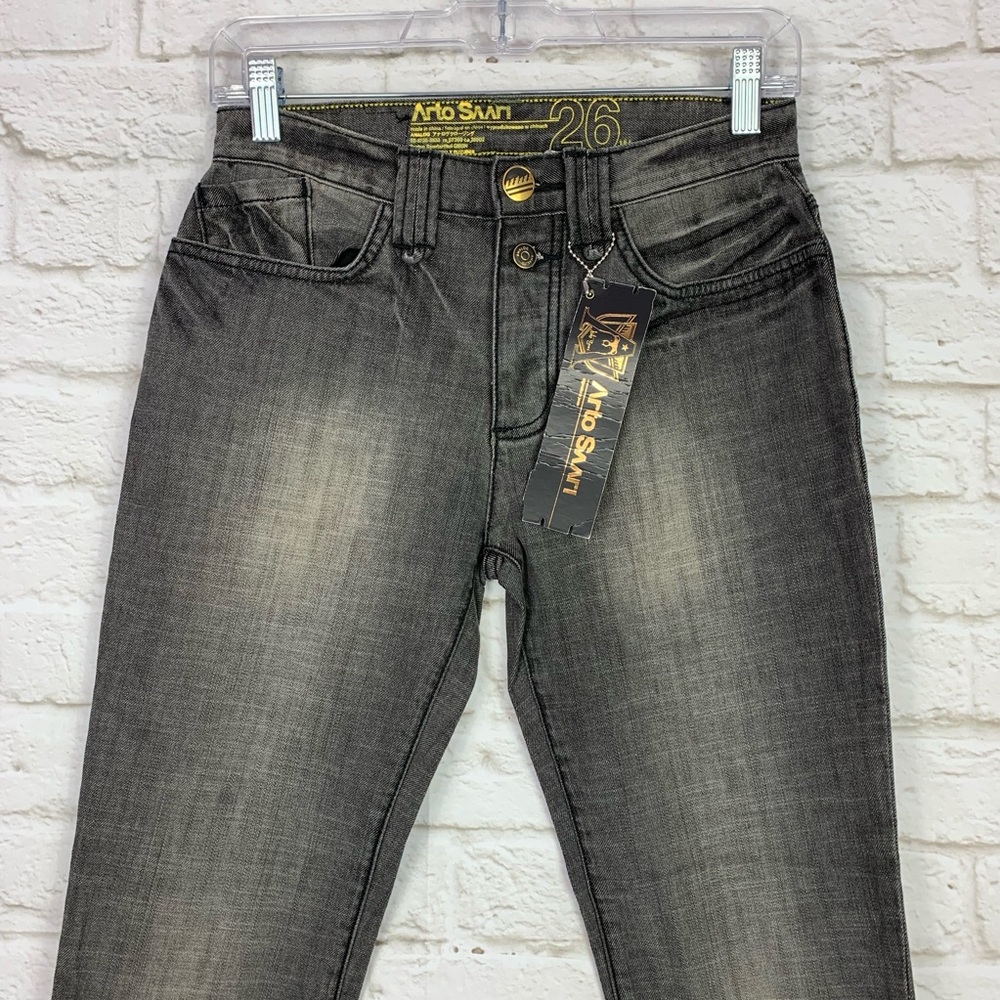 Arto Saari 26x30 Gray Button Fly Skinny Jeans NWT - Picture 2 of 6